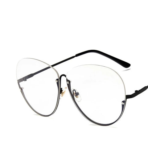 Half moon black frame clear glasses - sky williams collections
