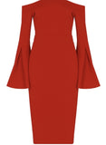 Bella Off the Shoulder Bell Sleeve Midi Dress (more colours availble) - sky williams collections