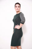 Two-tone Green Wool Sweater Dress - sky williams collections
