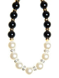 Bella Rosa Pearl black and white necklace with crystal details - sky williams collections