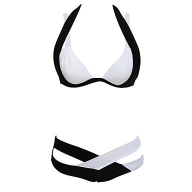 Black White Colour Block Bikini - sky williams collections