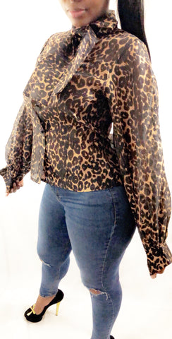 Sheer Leopard Blouse - sky williams collections