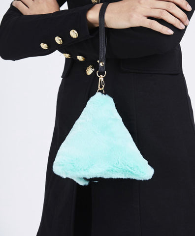 Pyramid Faux Fur Wrist Bag - sky williams collections