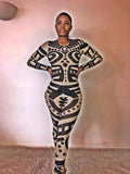 Africa Embellished Champagne Bodysuit - sky williams collections