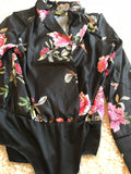 Satin flora print bodysuit - sky williams collections