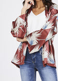 Chic Palm Print Kimono Blazer - sky williams collections