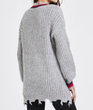 Jane V-Neck Cable Knit Jumper - sky williams collections