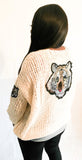 Tiger Embroidery Patches Oversize Cardigan. (Available in other colours) - sky williams collections