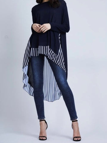 Dressy Striped Chiffon Back Top - sky williams collections