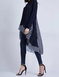 Dressy Striped Chiffon Back Top - sky williams collections
