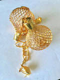 Gold Plated 3D Bird Cage Dangly Dangle Earrings. - sky williams collections