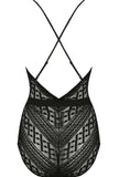 Black Crochet Mesh Detailed Bodysuit - sky williams collections
