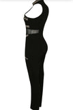 Sleeveless Black Studdedd Detail Jumpsuit - sky williams collections