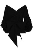 Bow-tie Cross Over Layered Sleeve Crop Top (Available in other colours) - sky williams collections