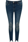  Medium  BlueDenim Studs Knees Embellished Detail V Cut Ankle Jeans - sky williams collections