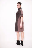 Oversize Turtle Neck Two-tones Jumper Dress - sky williams collections