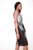 Farhi by Nicole Farhi Silver Metal Sequeins Dress - sky williams collections