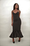 AQ Spagetti Strap Mermaid Dress, Black - sky williams collections