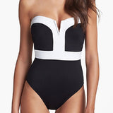 Black and White One Piece SwimSuit - sky williams collections