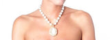 Bella Rosa Pendant with pearl chain, oval cut gemstones and crystal details - sky williams collections