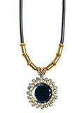 Bella Rosa Pendant necklace with blue round cut gemstones and crystal detail - sky williams collections