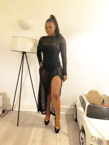 Black Sheer Maxi Dress - sky williams collections