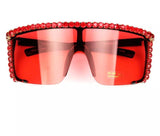 Square flat top oversized redsunglasses - sky williams collections