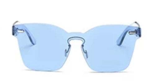Sky Blue Transparent Gradient Rimless Sunglasses - sky williams collections