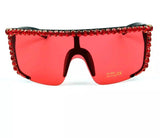 Square flat top oversized redsunglasses - sky williams collections