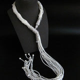 Stylish and Elegant White Natural Pearl Beaded Necklace with Dragon shape pendant In Sterling - sky williams collections