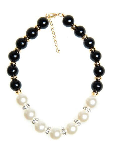 Bella Rosa Pearl black and white necklace with crystal details - sky williams collections