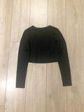 Long Sleeve Seamless Crop Top - Black - sky williams collections