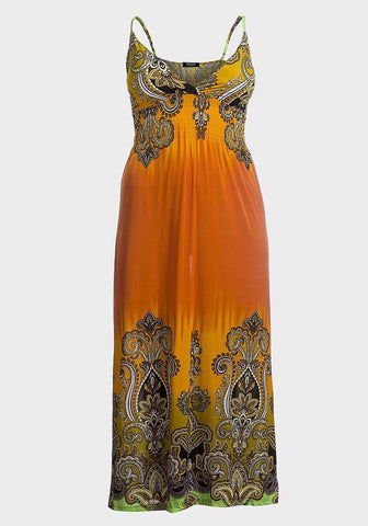 Multi orange maxi dress - sky williams collections