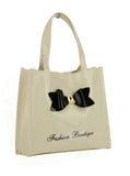 Patent Bow Mini Boutique shopping bag with zip - sky williams collections