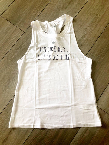 White Gym Slogan Sports Vest - sky williams collections
