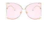 Square half pearl frame pink oversized glasses - sky williams collections